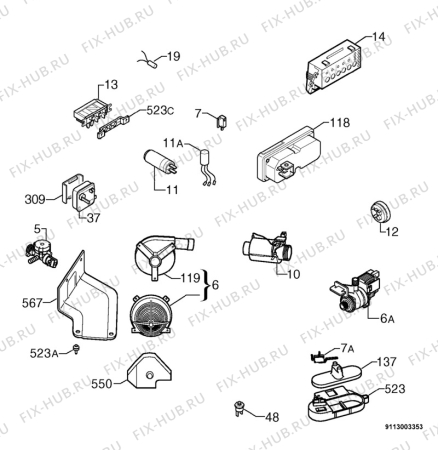 Взрыв-схема посудомоечной машины Zanussi DE4654 - Схема узла Electrical equipment 268